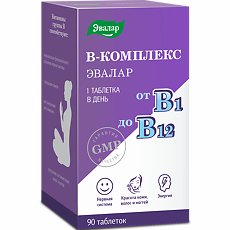 Изображение товара В -комплекс Эвалар/Витамины группы В таблетки покрыт.об. по 0,2 г 90 шт