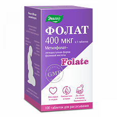 Купить Фолат 400 мкг таблетки для рассасывания по 0,23 г 100 шт цена