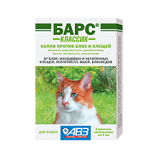 Изображение товара Барс Классик капли для кошек против блох и клещей пипетки-капельницы 1 мл 3 шт
