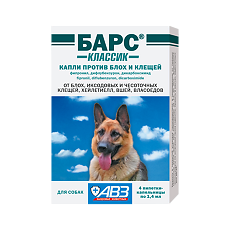 Изображение товара Барс Классик капли для собак против блох и клещей пипетки-капельницы 1,4 мл 4 шт