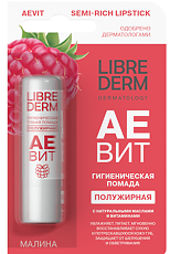 Купить Либридерм (Librederm) Аевит помада полужирная Малина 4 г 1 шт цена