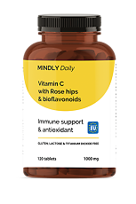 Купить MINDLY Daily Витамин С/Vitamin C c шиповником и биофлавоноидами таблетки массой 1407 мг 120 шт цена