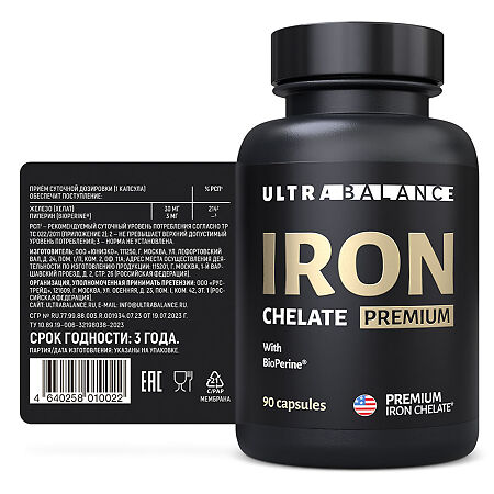 Железо Хелат Премиум/Iron Chelate Premium UltraBalance капсулы по 300 мг 90 шт