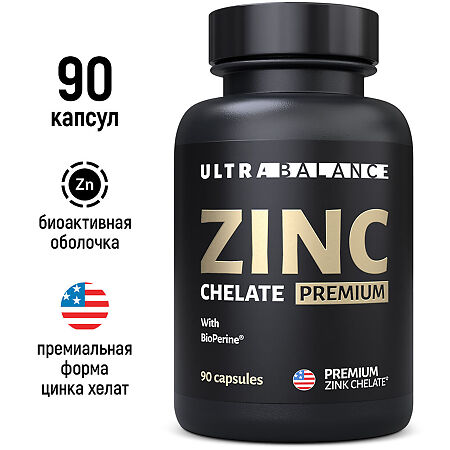 Цинк Хелат/Zink Chelate Premium UltraBalance капсулы по 300 мг 90 шт