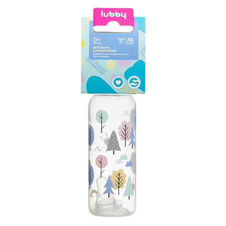 Изображение товара Бутылочка для кормления Lubby 250 мл с силиконовой соской медленного потока