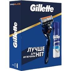 Купить Gillette Подарочный набор Fusion ProGl Flexball Бритва со 1 сменной кассетой+TGS Гель для бритья с маслом какао увлажняющий 200 мл 1 уп цена