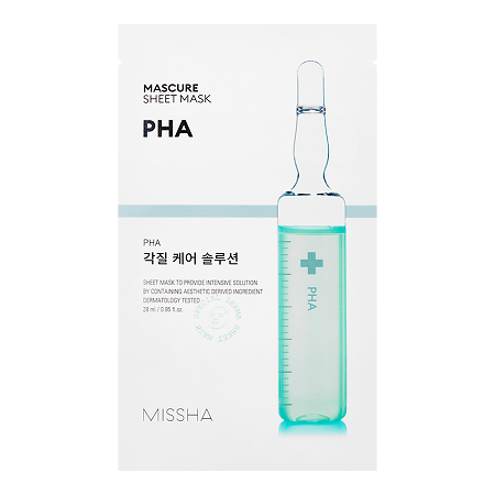 Изображение товара MISSHA Mascure Маска отшелушивающая для лица с PHA кислотами для тонкой и чувствительной кожи 27 мл 1 шт