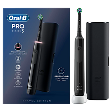 Купить Oral-B Электрическая зубная щетка PRO 3 с 1 сменной насадкой черная + дорожный футляр 1 шт цена