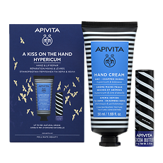 Купить Apivita Подарочный набор A Kiss On The Hand Hypericum Крем для рук со Зверобоем и Пчелиным воском 50 мл+Уход для губ SPF20 стик 4,4 г 1 уп цена