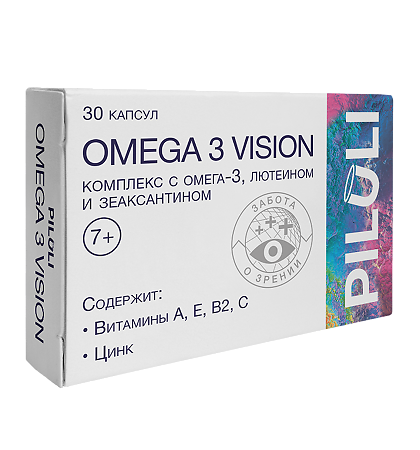 Изображение товара ПИЛУЛИ Omega 3 Vision комплекс с Омега 3, лютеином и зеаксантином 30 капсул