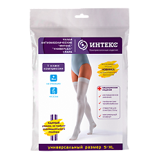 Купить Чулки компрессионные эластичные Интекс Универсал на резинке 1 класса компрессии р S-XL белые 1 пара цена