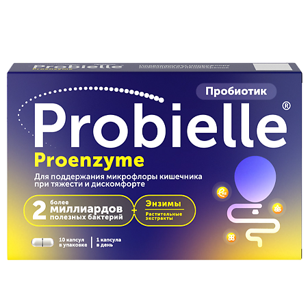 Изображение товара Пробиэль Проэнзим 10 капсул для восстановления микрофлоры кишечника