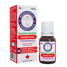 Изображение товара БиоАмикус Реутери с витамином Д3 / BioAmicus Reuteri with vitamin D3в каплях для детей 0+ фл 10 мл 1 шт
