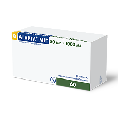 Купить Агарта Мет таблетки покрыт.плен.об. 50 мг+1000 мг 60 шт цена