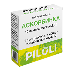 Купить PILULI Аскорбинка Life Ascorbic acid 400 мг порошок пакеты массой 2,5 г 10 шт цена