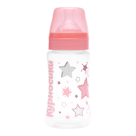 Изображение товара Курносики бутылочка для кормления с широким горлом и силиконовой соской 250 мл