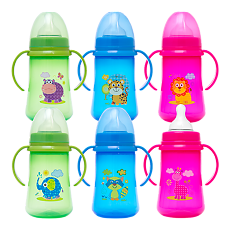 Купить Курносики бутылочка для кормления с ручками,широким горлом и силиконовой соской молочной арт.11009 6+ 250 мл 1 шт цена