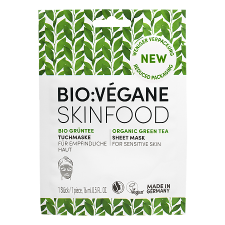 Bio Vegane Skinfood Тканевая маска для лица Био Зеленый чай саше 16 мл 1 шт