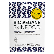 Купить Bio Vegane Skinfood Тканевая маска для лица Био Асаи саше 16 мл 1 шт цена