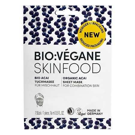 Bio Vegane Skinfood Тканевая маска для лица Био Асаи саше 16 мл 1 шт