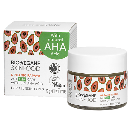 Bio Vegane Skinfood Крем для лица с 1,5% АНА-кислотами 24 часа Био Папайя для всех типов кожи 50 мл 1 шт