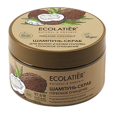 Купить Ecolatier Шампунь-скраб для волос и кожи головы Глубокое Очищение Organic Coconut 300 г 1 шт цена