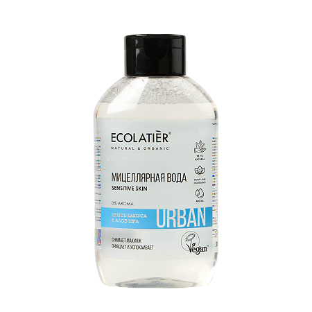 Ecolatier Urban Мицеллярная вода для снятия макияжа для чувствительной кожи цветок кактуса  & алоэ вера 400 мл 1 шт