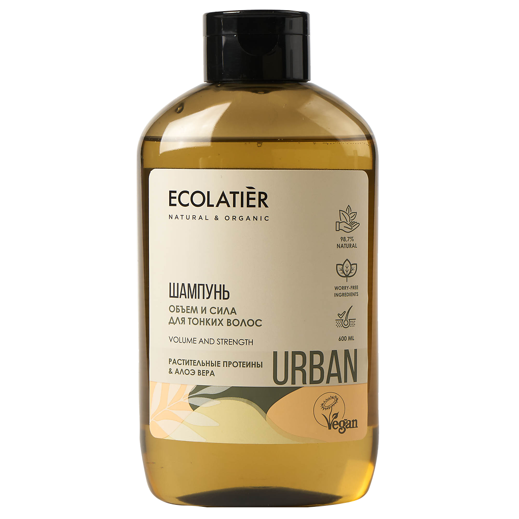 Ecolatier Urban Шампунь Объем и сила для тонких волос растительные протеины  & алоэ вера 600 мл 1 шт - купить, цена и отзывы, Ecolatier Urban Шампунь  Объем и сила для тонких волос