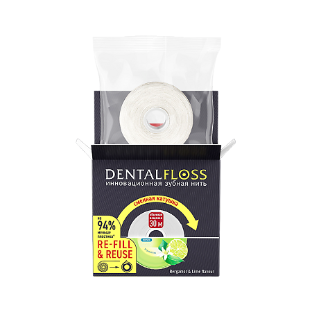 Splat Professional DentalFloss Зубная нить Бергамот и лайм refill см/блок 30 м 1 шт
