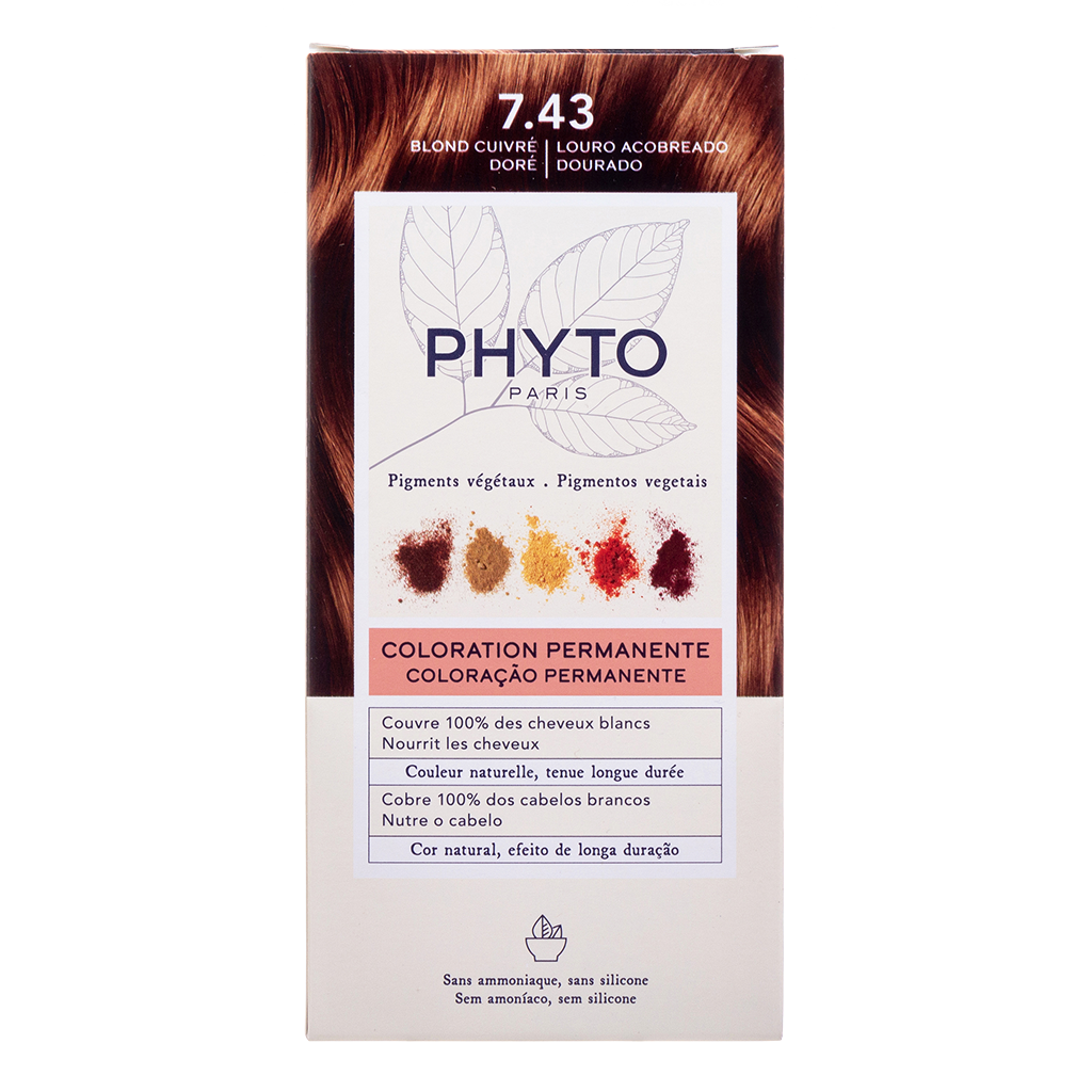 Изображение товара Перманентная крем-краска для волос Phyto Color 7.43 золотисто-медный блонд