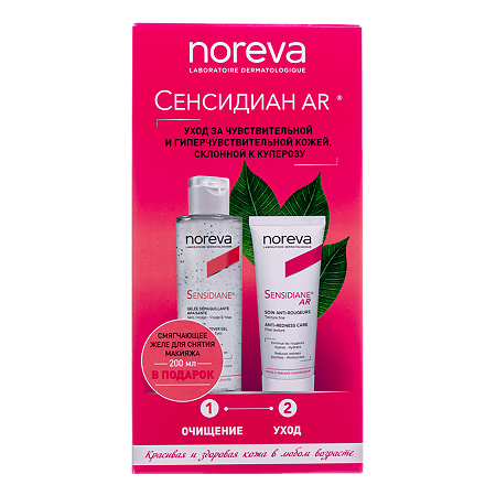 Noreva Набор Sensidiane AR Крем для чувствительной кожи лица 30 мл+Sensidiane Смягчающее желе для снятия макияжа 200 мл 1 уп