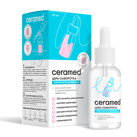 Изображение товара Ceramed Цера-сыворотка для лица ультраувлажняющая с гиалуроновой кислотой 30 мл 1 шт