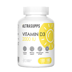 Изображение товара Ультрасаппс Витамин D3 2000 МЕ / Ultrasupps Vitamin D3 2000 IU мягкие капсулы массой 260 мг 180 шт
