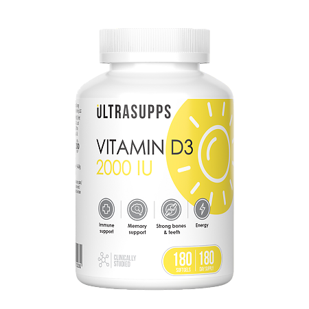 Ultrasupps Витамин D3/Vitamin D3 2000 МЕ мягкие капсулы массой 260 мг 180 шт