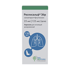 Изображение товара Респисальф Эйр аэрозоль для ингаляций дозированный 25 мкг+125 мкг/доза 120 доз 1 шт