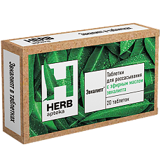 Купить Herb apteka Эвкалиптус/Eucalyptus Эвкалипт таблетки для рассасывания массой 1080 мг 20 шт цена