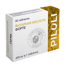 Изображение товара PILULI Янтарная кислота Форте таблетки покрыт.об. массой 660 мг 30 шт