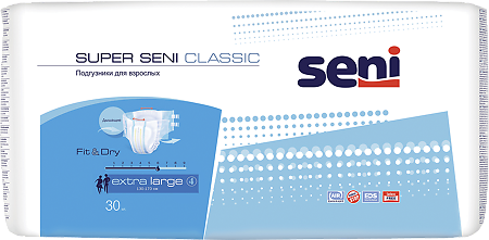 Seni Super Classic Extra Large подгузники для взрослых (130-170 см) 30 шт