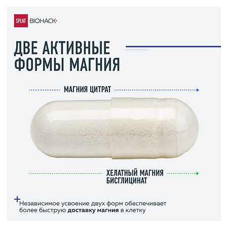 Сплат (Splat) Биохак+ Магний 400 мг плюс синергисты В1,В6 капсулы массой 857 мг 60 шт
