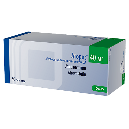 Изображение товара Аторис таблетки 40 мг 90 шт гиполипидемическое средство для снижения холестерина