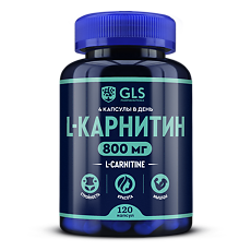 Изображение товара L-карнитин 800 GLS капсулы по 400 мг 120 шт для обмена веществ и энергии