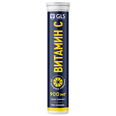 Изображение товара Витамин С GLS 900 мг шипучие таблетки массой 3,8 г без сахара вкус лимон 20 шт