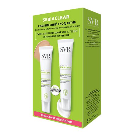 Изображение товара SVR набор Sebiaclear Active Гель против несовершенств 40 мл+Крем-уход универсальный тон 40 мл 1 уп