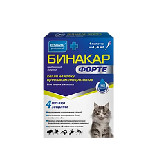 Купить Pchelodar Бинакар Форте капли на холку для кошек и котят 0,4 мл 4 шт цена
