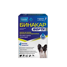 Изображение товара Pchelodar Бинакар Форте капли на холку для собак и щенков мелких пород 0,5 мл 4 шт