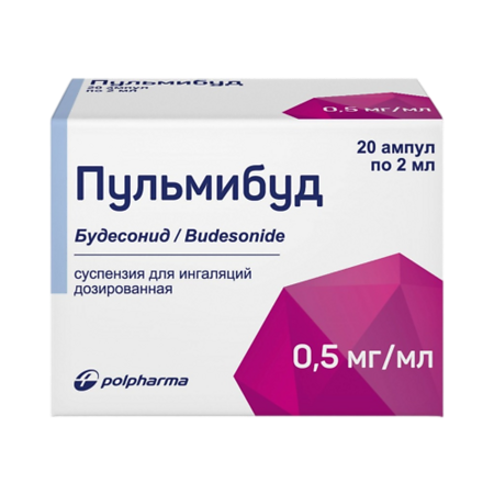 Пульмибуд суспензия для ингаляций дозированная 0,5 мг/мл 2 мл 20 шт