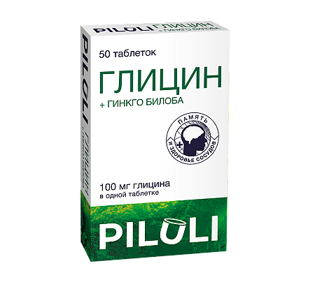 PILULI Глицин + гинкго билоба таблетки массой 360 мг 50 шт