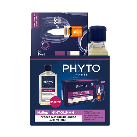 Phyto Набор Phytocyane Сыворотка п/выпадения волос для женщин амп 5 мл 12 шт+Шампунь укрепляющий 250 мл 1 уп