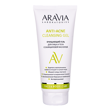 Изображение товара Aravia Laboratories Очищающий гель для лица и тела с салициловой кислотой Anti-Acne Cleansing Gel 200 мл 1 шт