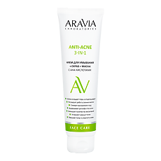 Купить Aravia Laboratories Крем для умывания + скраб + маска с AHA-кислотами Anti-Acne 3-in-1 100 мл 1 шт цена